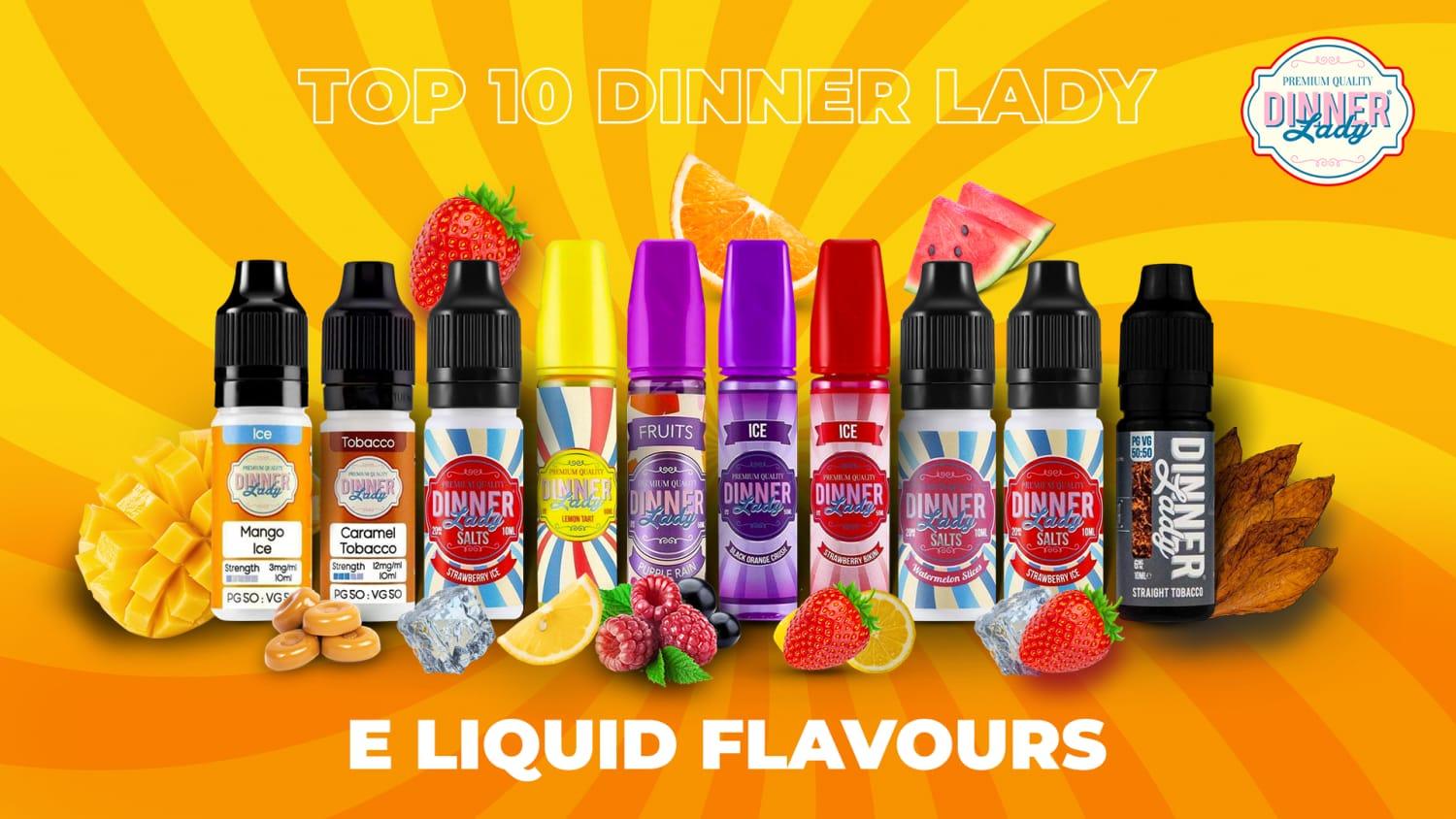 Dinner Lady E-Liquid Top 10 Flavours - Brand:Dinner Lady, Category:E-Liquids, Sub Category:Nicotine Salts, Sub Category:Shortfills, Sub Category:Starter Liquids