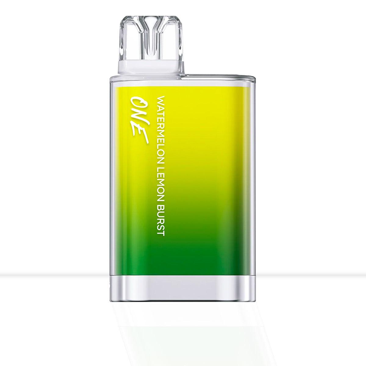 yellow and green box-style disposable vape