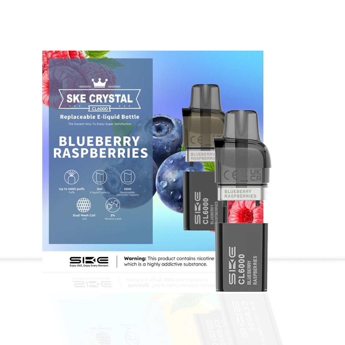 Blueberry Raspberry SKE Crystal CL6000 Prefilled Pods - Blueberry Raspberry SKE Crystal CL6000 Prefilled Pods