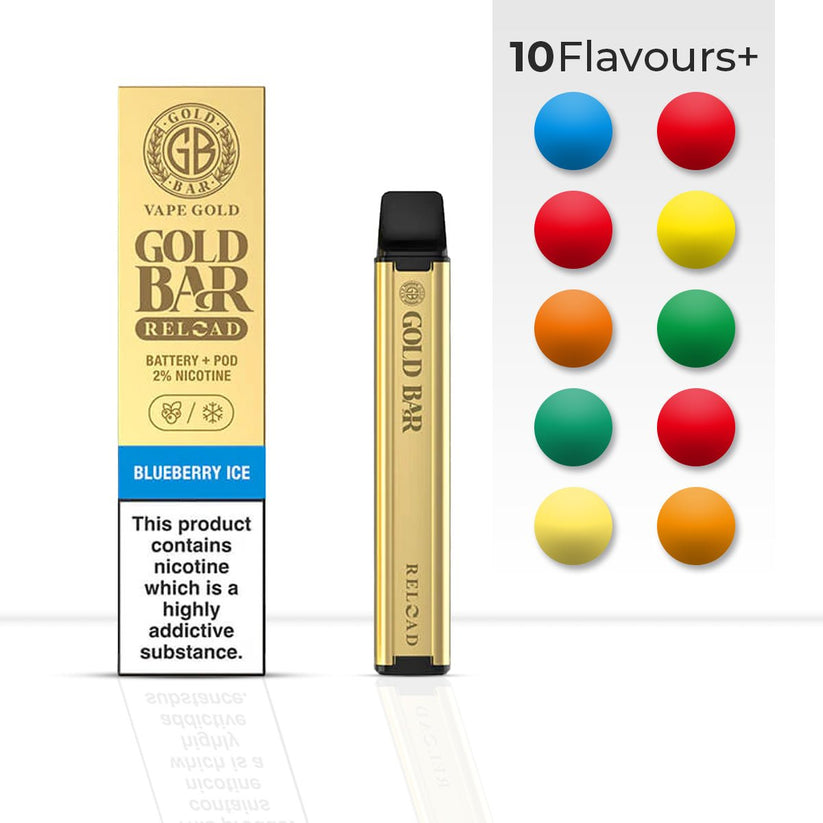 Buy Gold Bar Reload Prefilled Pod Kit | Free Shipping - Blueberry Ice-Cherry Fizz-Raspberry Watermelon-Lemon Ice-24K Mango
