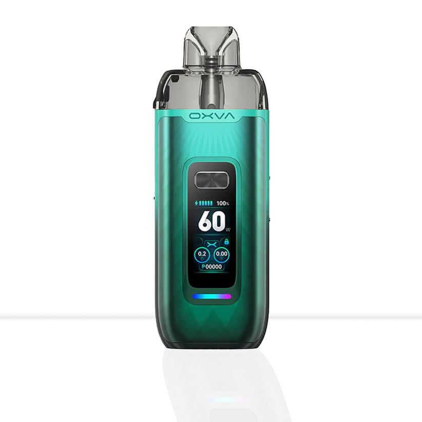 Oxva VPrime Pod Vape | Compact, Refillable, Adjustable Airflow - Black Carbon-Natural Green