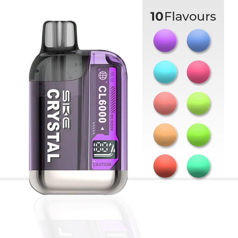 SKE Crystal CL6000 Big Puff Pod Vape Kit | Free Shipping - Blue Razz Lemonade-Lemon Lime-Cherry Ice-Pink Lemonade-Watermelon Ice