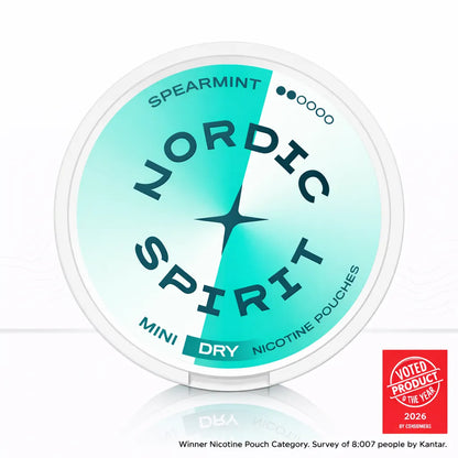 Spearmint Nordic Spirit Nicotine Pouches | 6-12mg | Free Shipping - Regular 6mg-Strong 9mg-Extra Strong 12mg
