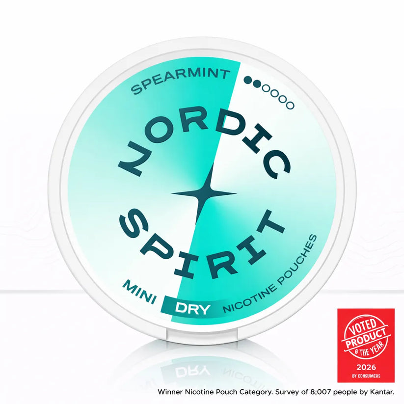 Spearmint Nordic Spirit Nicotine Pouches | 6-12mg | Free Shipping - Regular 6mg-Strong 9mg-Extra Strong 12mg