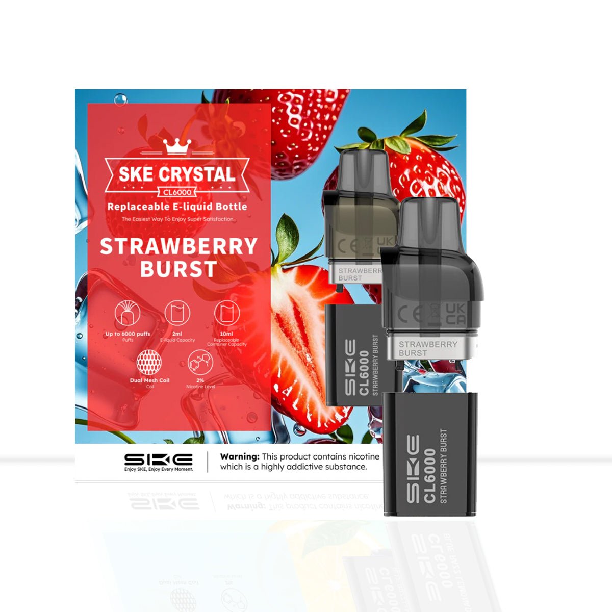 Strawberry Burst SKE Crystal CL6000 Prefilled Pods - Strawberry Burst SKE Crystal CL6000 Prefilled Pods