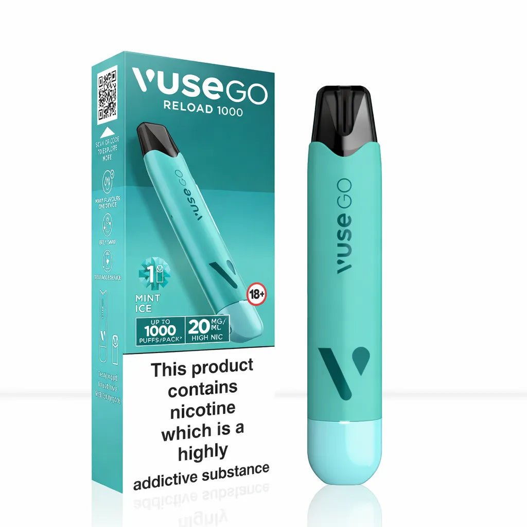 Vuse Go Reload 1000 Pen Pod Vape Kit - Mint Ice-Creamy Tobacco-Watermelon Ice-Strawberry Ice