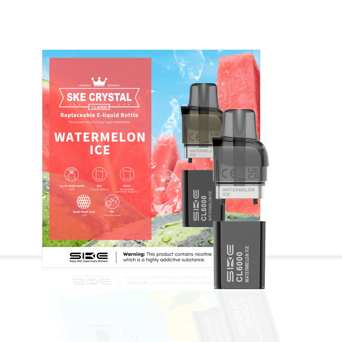 Watermelon Ice SKE Crystal CL6000 Prefilled Pods - Watermelon Ice SKE Crystal CL6000 Prefilled Pods
