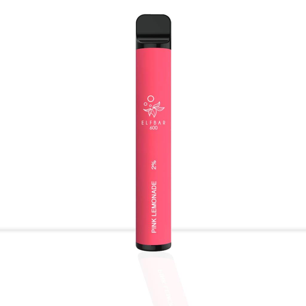 A soft pink coloured disposable vape device